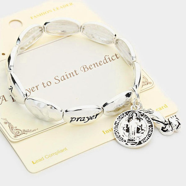 Saint Benedict Charm Stretch Bracelet