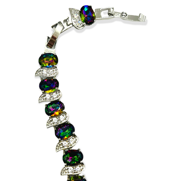 Sterling Silver Mystic Rainbow Cubic Zirconia Bracelet