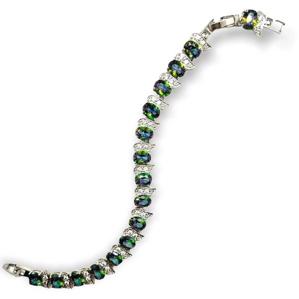 Sterling Silver Mystic Rainbow Cubic Zirconia Bracelet