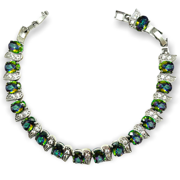 Sterling Silver Mystic Rainbow Cubic Zirconia Bracelet