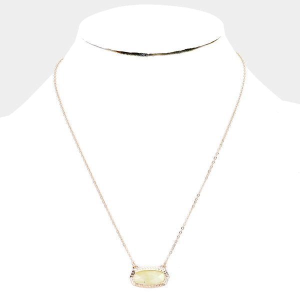 Sunshine Yellow Hexagon Stone Pendant Necklace