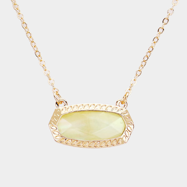 Sunshine Yellow Hexagon Stone Pendant Necklace