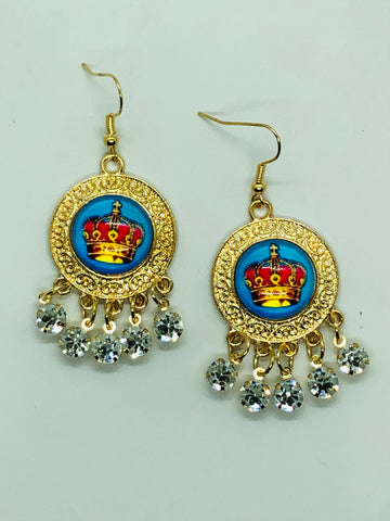 Mexican Loteria-La Corona Dangle Earrings