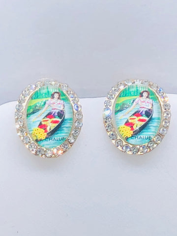 Mexican Loteria-La Chalupa Stud Earrings