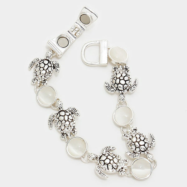 Shimmering White Turtle Bracelet