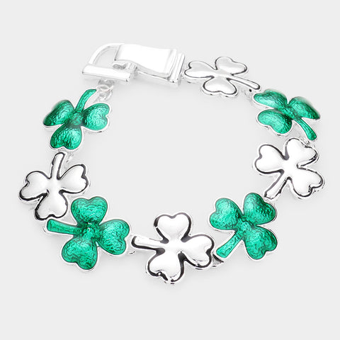 Emerald Green 3 Leaf Clover Bracelet