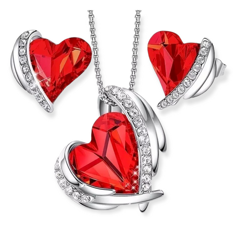 Love Heart Crystal Necklace Set
