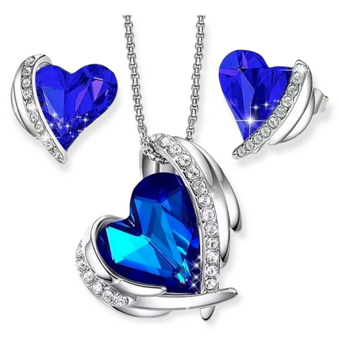 Love Heart Crystal Necklace Set