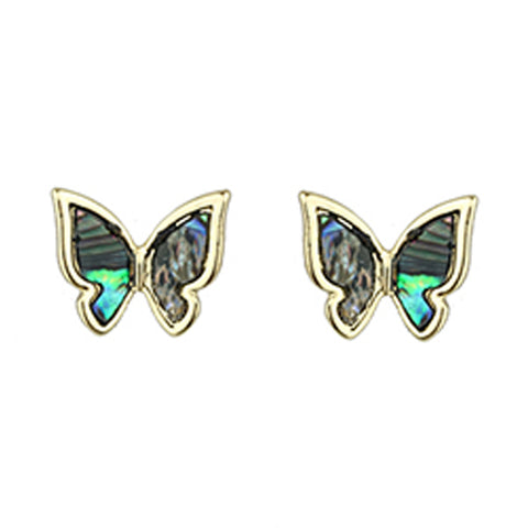 Gold Abalone Butterfly Earrings