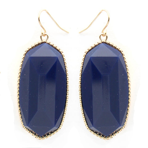 Navy Blue Hexagon Earrings