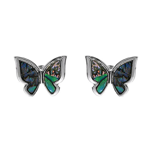 Silver Abalone Butterfly Earrings