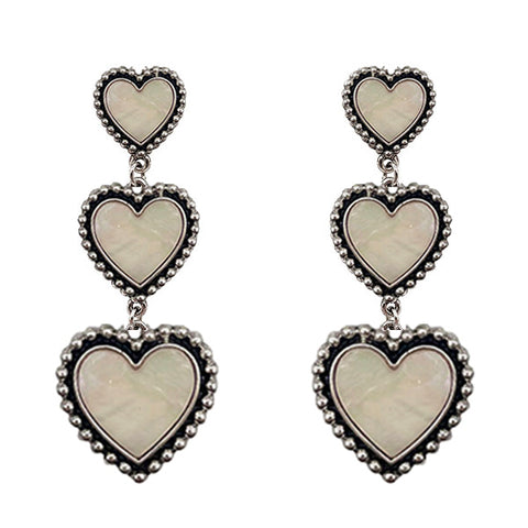 Mother of Pearl Heart Earrings