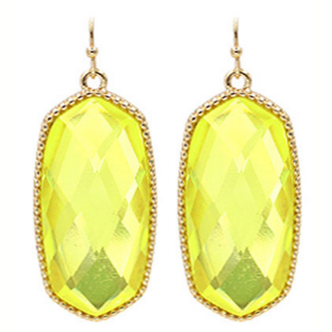 Neon Yellow Hexagon Earrings