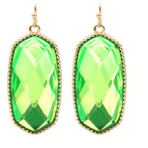 Neon Green Hexagon Earrings