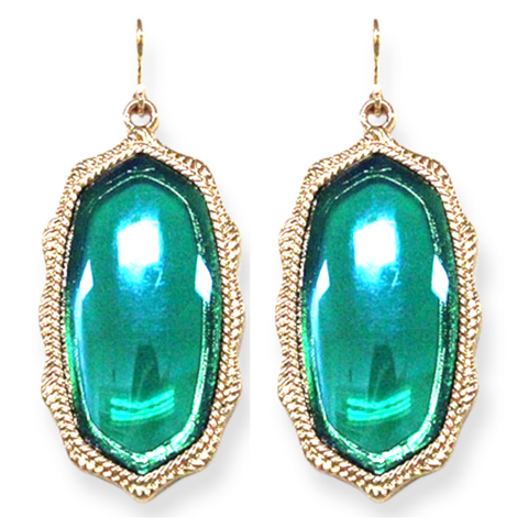 Emerald Glass Stone Earrings