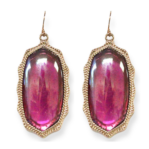 Fuschia Glass Stone Earrings