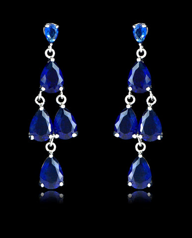 Sapphire Cubic Zirconia Chandelier Earrings - Bedazzled By Jeanelle - 1