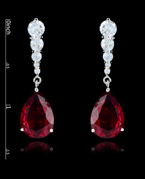 Garnet Cubic Zirconia Teardrop Earrings - Bedazzled By Jeanelle - 2