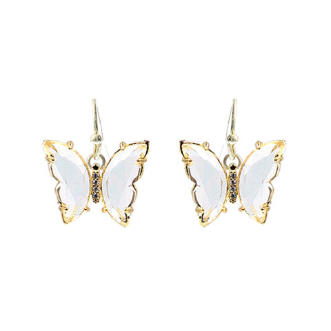 Clear Glass Butterfly Earrings