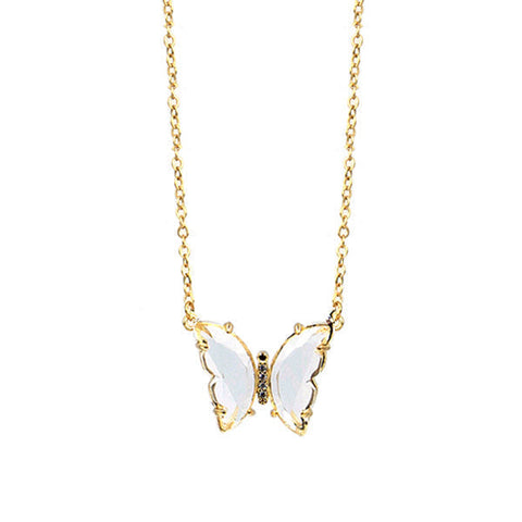 Clear Glass Butterfly Necklace