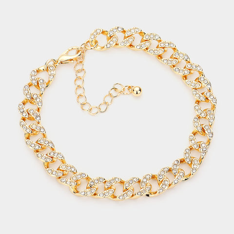 Rhinestone Chain Link Evening Bracelet