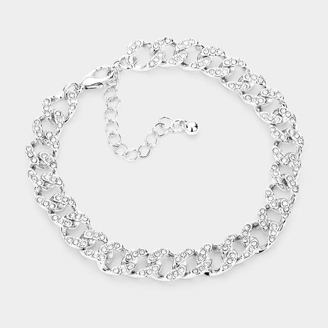 Rhinestone Chain Link Evening Bracelet