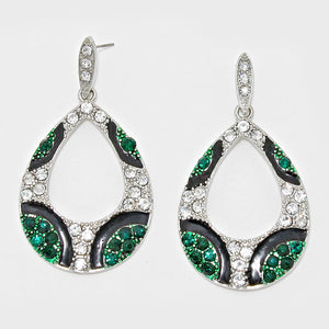 Green and Silver Teardrop Fashion Earrings