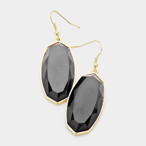 Black Hexagon Dangle Earrings