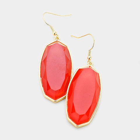 Red Hexagon  Dangle Earrings