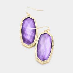 Lavender Hexagon Stone Dangle Earrings