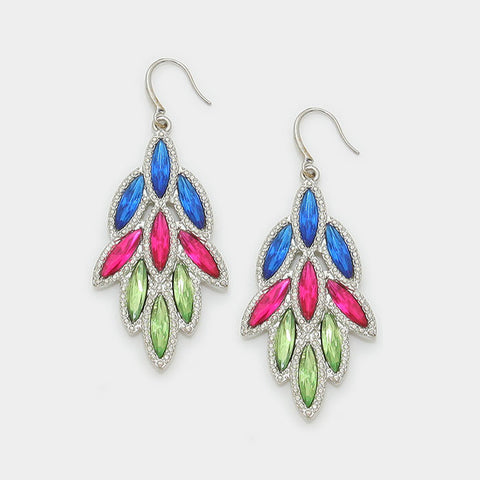 Fuchsia Leaf Drop Crystal Earrings - Bedazzled By Jeanelle