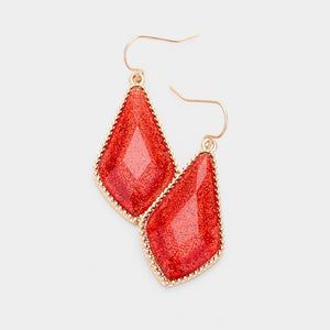 Red Glitter Drop Dangle Earrings