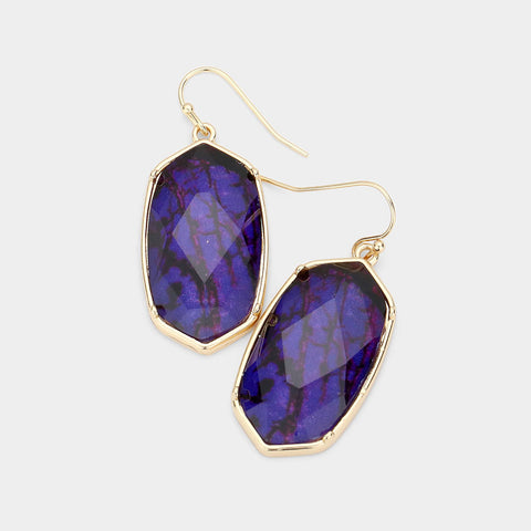 Purple Hexagon Earrings