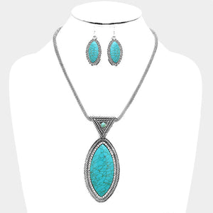 Oval Shaped Turquoise Necklace Set