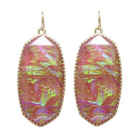 Fuchsia Opal Hexagon Earrings