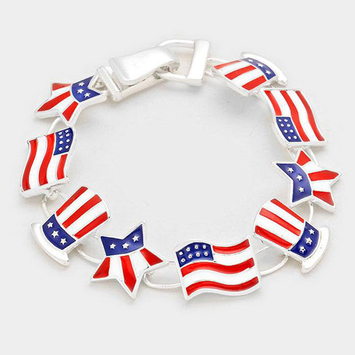 Patriotic Silver Enamel Bracelet