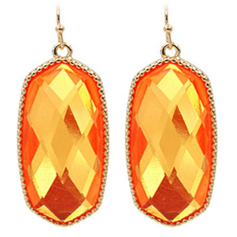 Neon Orange Hexagon Earrings