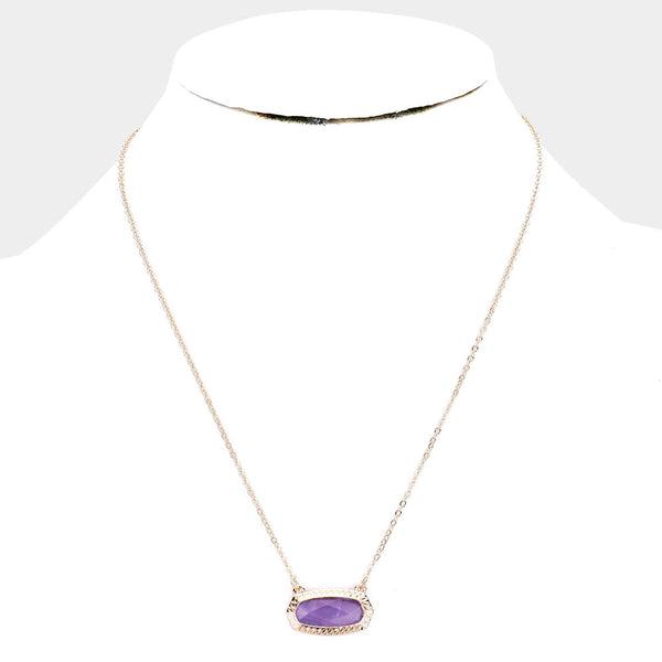 Lavender Hexagon Stone Pendant Necklace