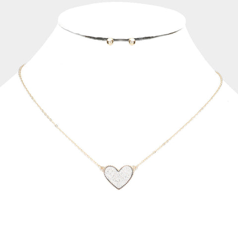 Druzy Silver Pendant Necklace