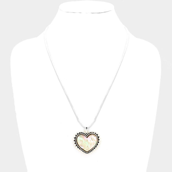 Mother of Pearl Heart Pendant Necklace