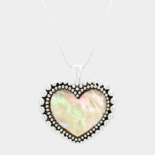 Mother of Pearl Heart Pendant Necklace