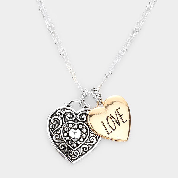 Love Heart Pendant Necklace Set
