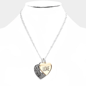 Love Heart Pendant Necklace Set