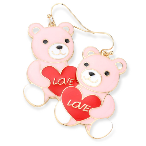 Bear Love Enamel Earrings