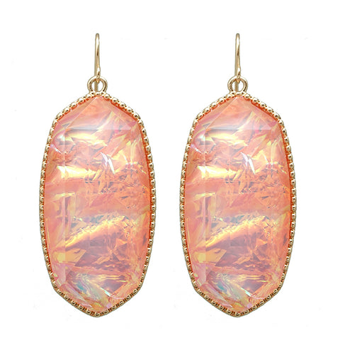 Pink Opal Hexagon Earrings