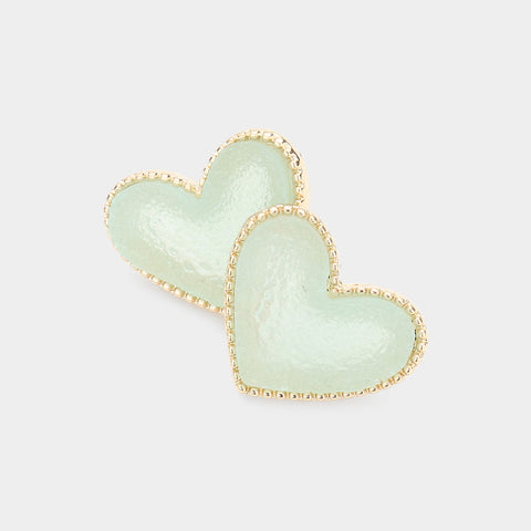 Druzy Mint Heart Earrings