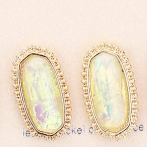 Metallic Mint Hexagon Stud Earrings
