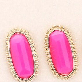 Pink Hexagon Earrings