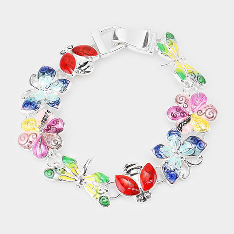 Spring Butterfly Enamel Bracelet