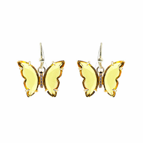 Citrine Glass Butterfly Earrings